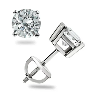 1 Ct Round GRA Certified Moissanite Solitaire Stud Earrings 14K White Gold Gift