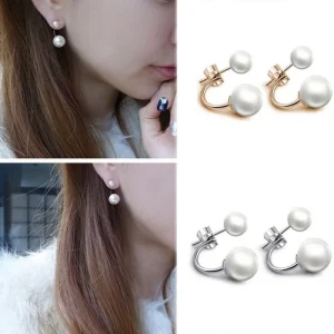 1pair Earrings Ear Stud Eardrop Lady Ear Ring Double Side Fashion Jewelry@