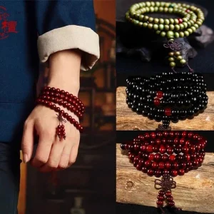 Retro Ethnic Buddhist Beads Bracelet Bangle Necklace Sweater Chain Men Jewelry
