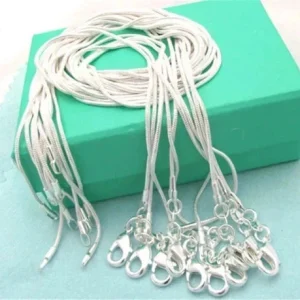 10PCS wholesale 925 sterling solid silver 1MM 16-30inch snake chain necklace